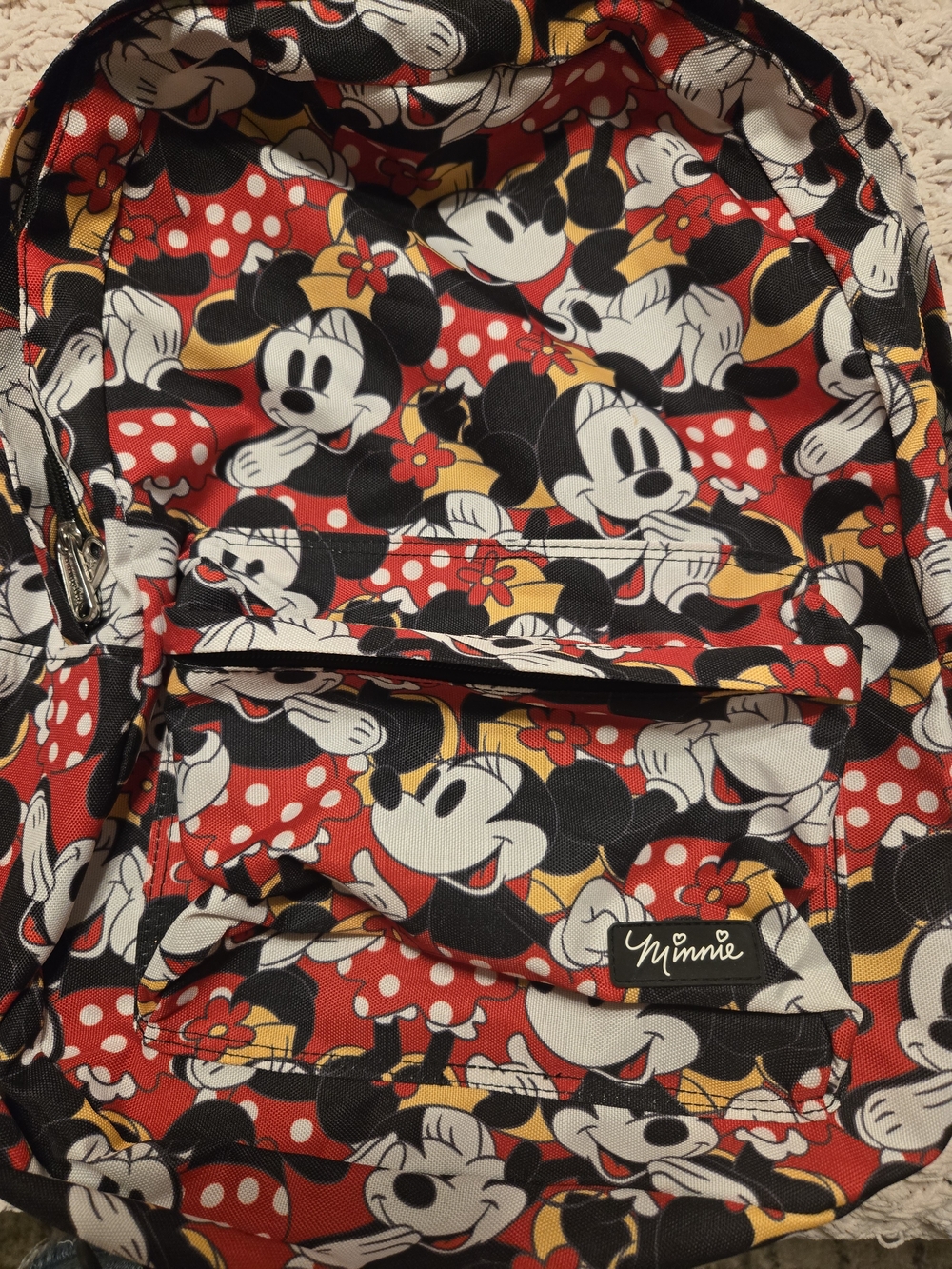 Minnie Mouse Red & Black Patterned Backpack Loungefly